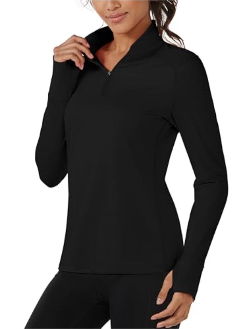 Fleece Lined 1/4 Zip Pullover Mock Neck Long Sleeve Golf Workout Top